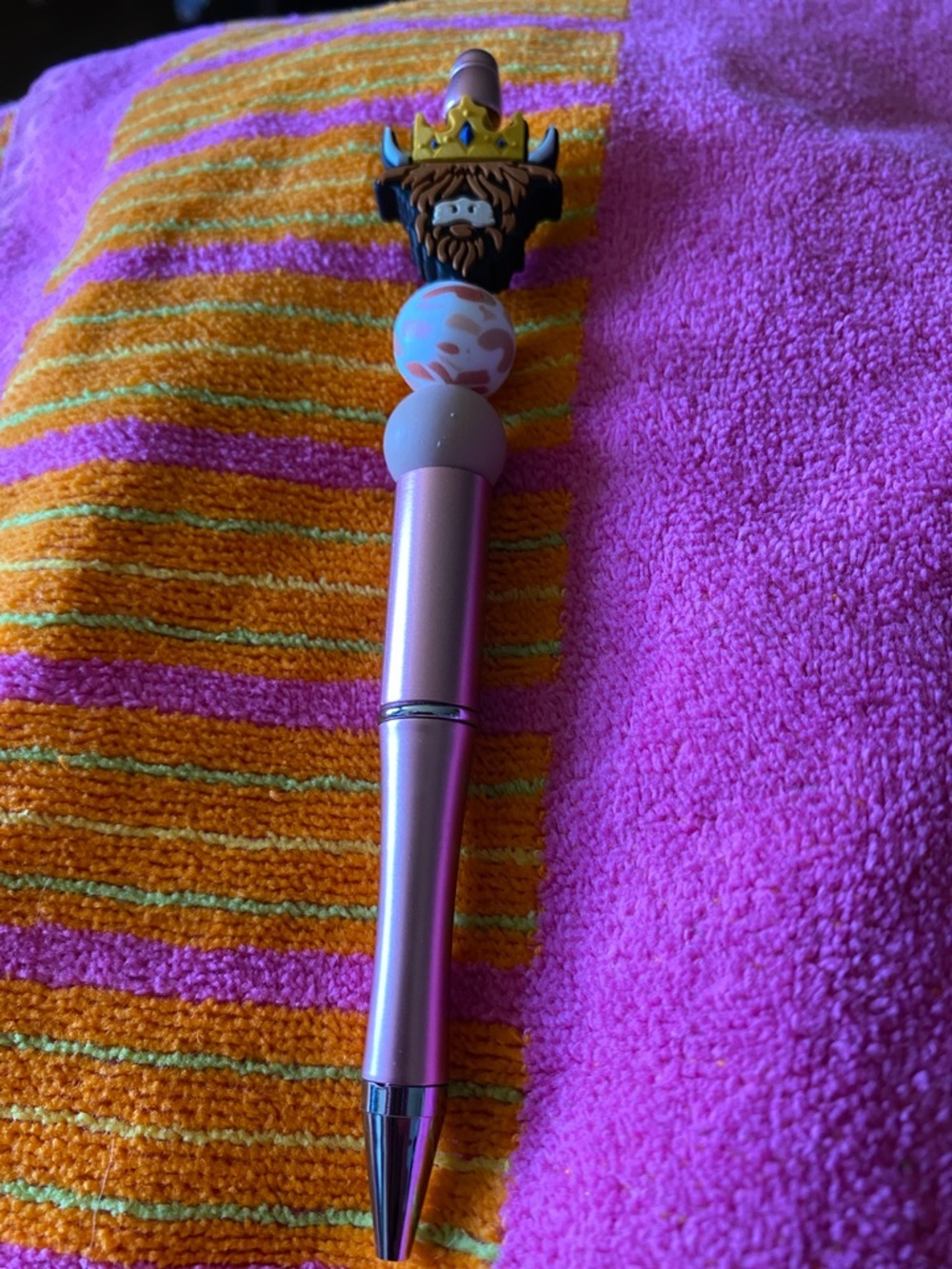 Pink Novelty Crown-Top Ballpoint Pen - Cute Women's Accessory